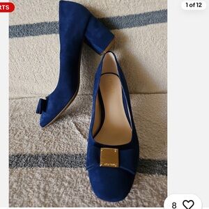 Cole Haan Blue Suede Block Heels